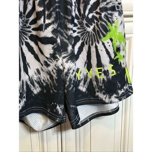 Yves Men's Tie Dye Athletic Basketball Shorts Black and White Large NWOT